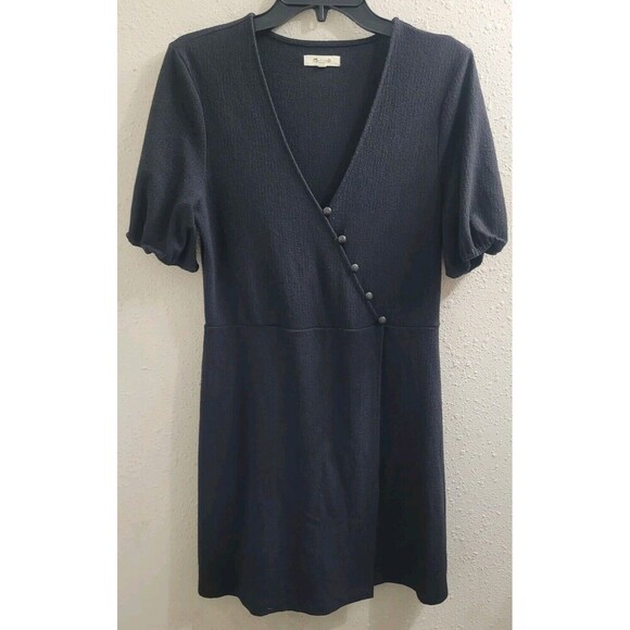 Madewell Cross-Front Button Dress in True Black Size M - Picture 1 of 6